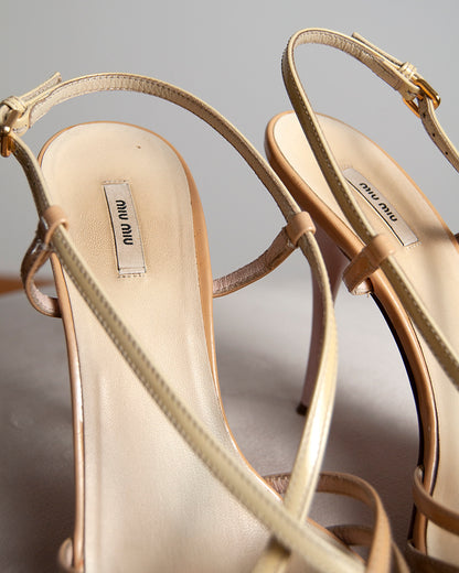 Some Things Never Fade designer vintage preloved Miu Miu nude patent leather strappy heels