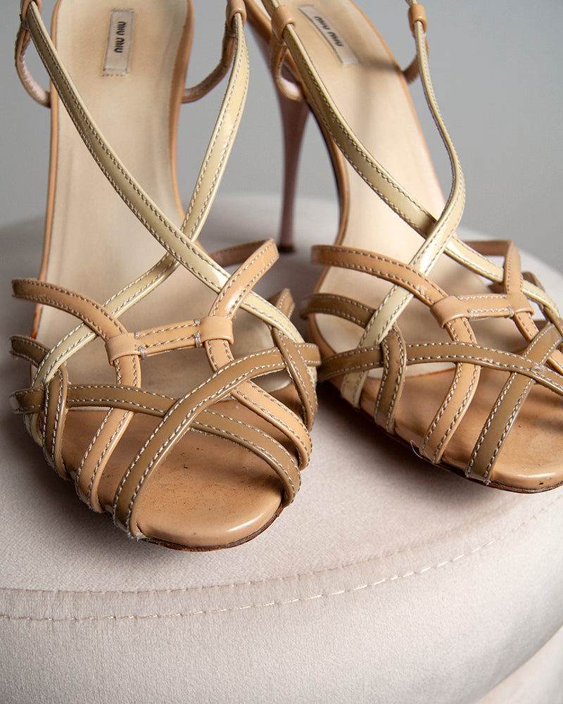 New!! MIU MIU Patent Leather Suede Strappy Sandals Size 7.5 $675-(P31) |  eBay