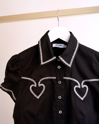 Camisa con bordado de corazones Moschino Jeans