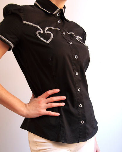 Camisa con bordado de corazones Moschino Jeans