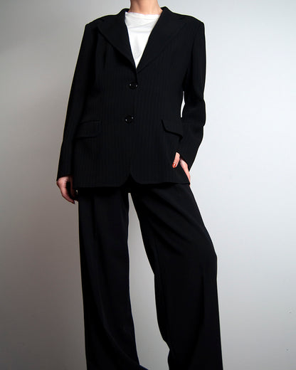 Some Things Never Fade designer vintage preloved Armani black tailored wide leg trousers