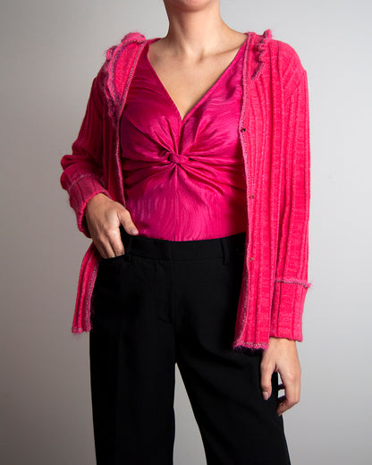 Some Things Never Fade designer vintage preloved Roberto Cavalli y2k hot pink fuchsia cardigan wool alpaca knit