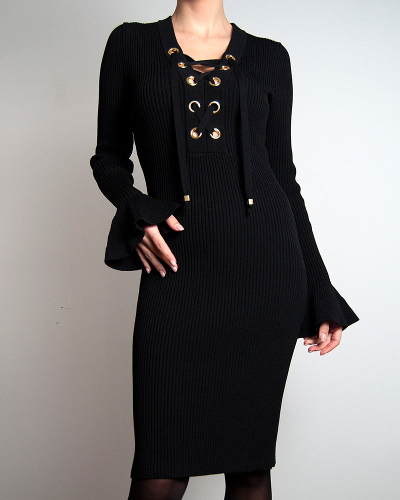 Michael kors black long sleeve dress hotsell