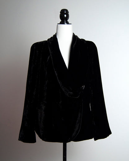 Some Things Never Fade designer vintage preloved Armani velvet draped neckline jacket Morticia Addams style