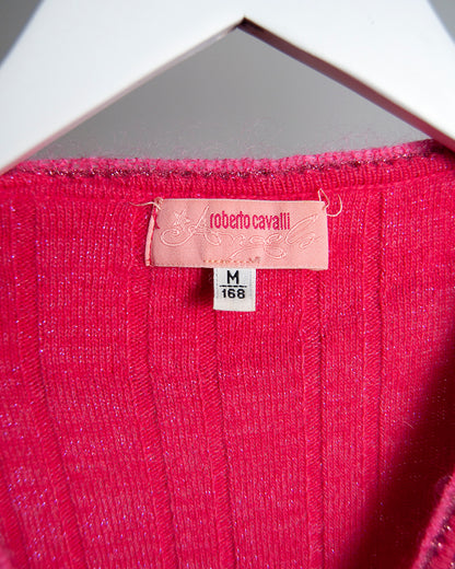 Some Things Never Fade designer vintage preloved Roberto Cavalli y2k hot pink fuchsia cardigan wool alpaca knit