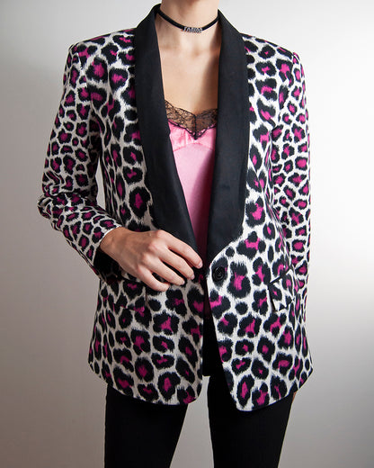 some things never fade preloved designer vintage michael kors black pink leopard print blazer animal