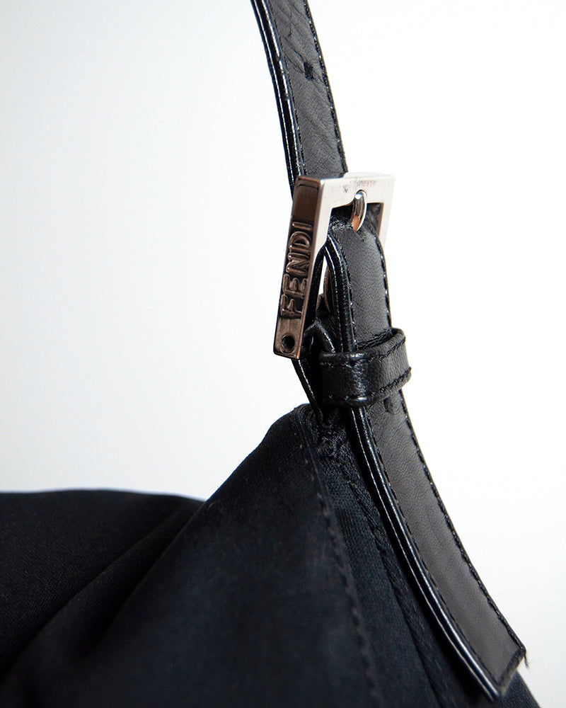 Fendi Black Mesh Coated Fabric Mama Baguette Shoulder Bag Fendi